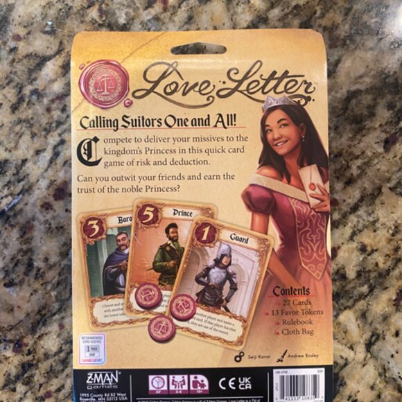 NEW SEALED BOX Love Letter Card Game Renaissance Strategy Deduction - Ages 10+ - Picture 4 of 5